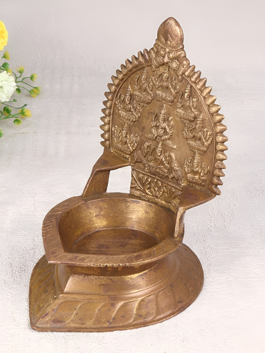 

Indianshelf Bronze Textured Brass Pooja Diya