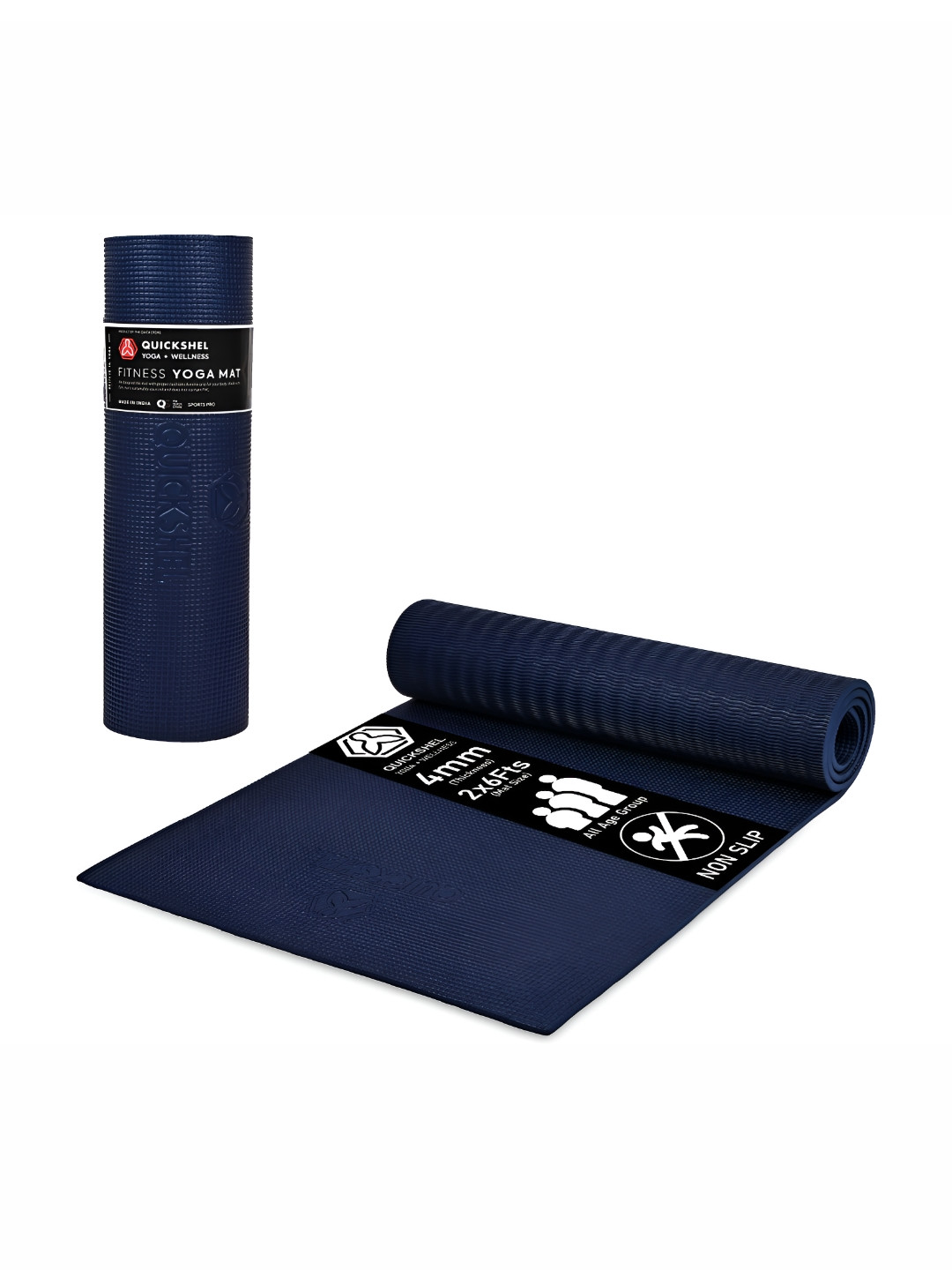 

QUICK SHEL Navy Blue Rectangular Anti-Skid Yoga Mat
