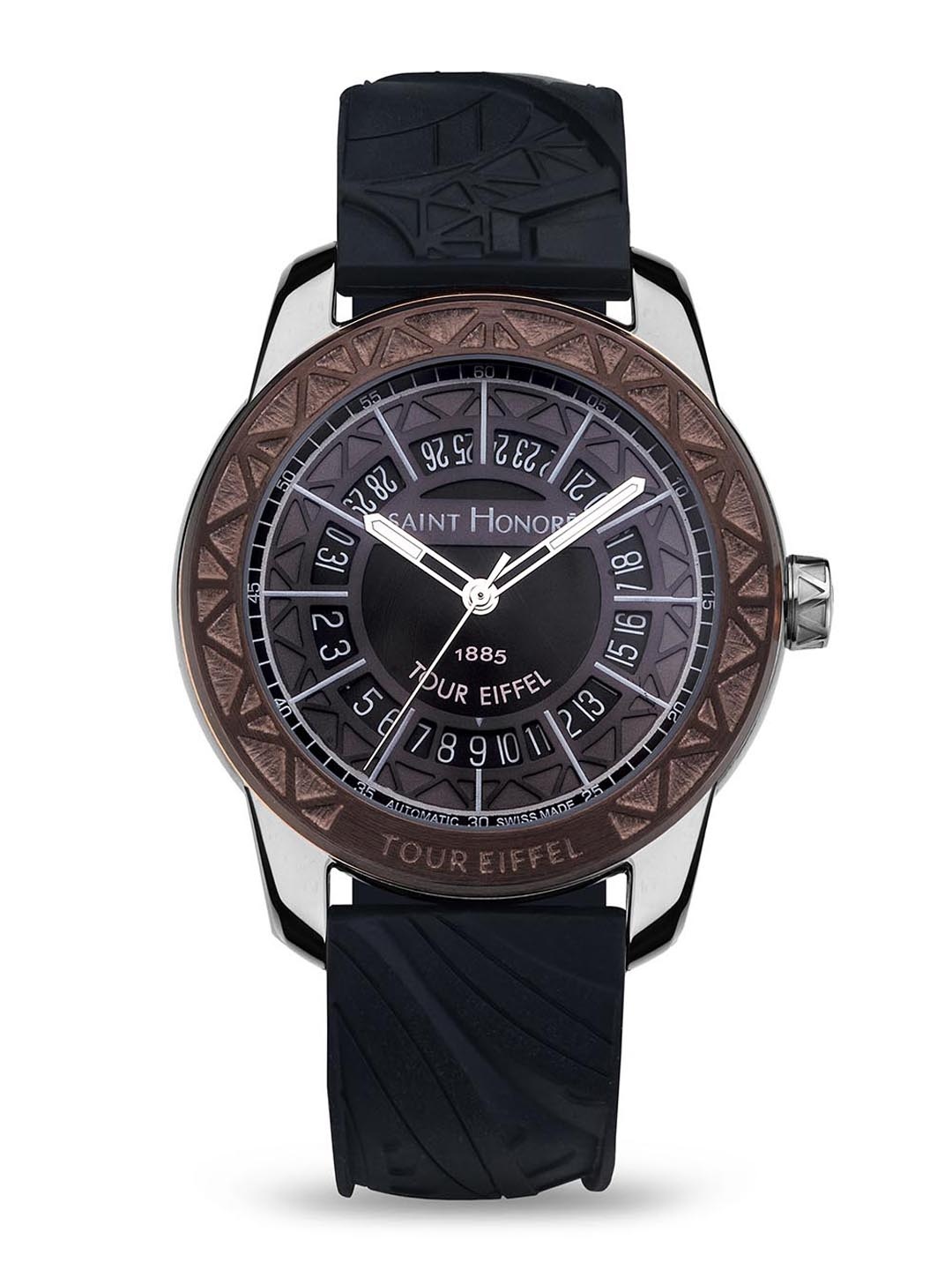 

SAINT HONORE PARIS Men Tour Eiffel Automatic Black Round watch - H-SH-TE897240-17GNEF