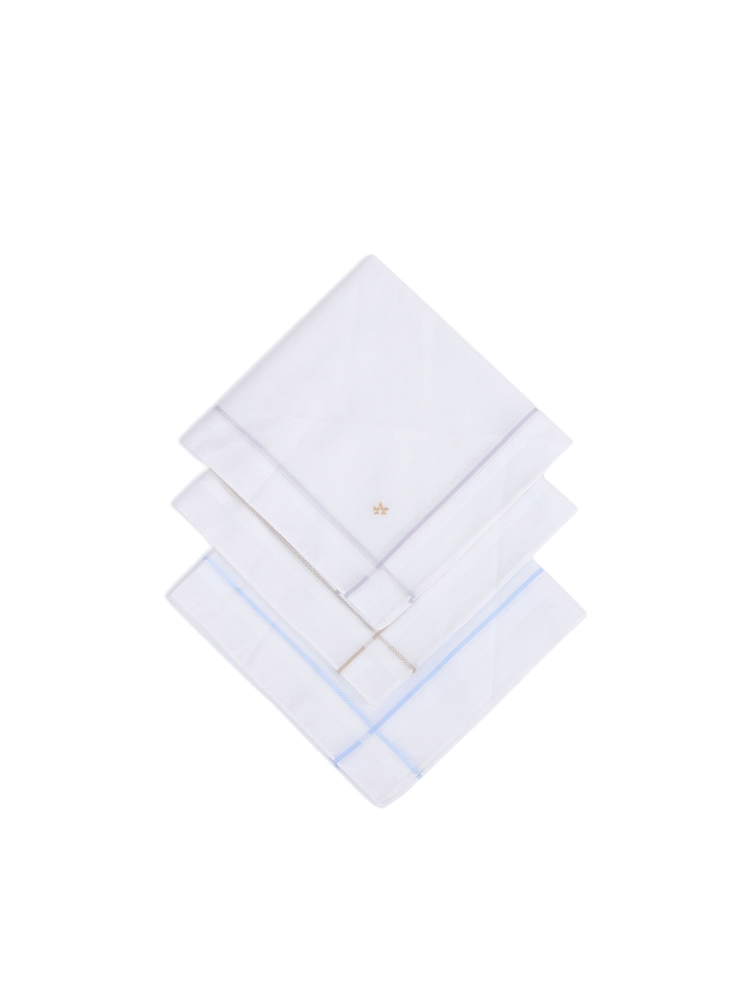 

Arrow Men Pack Of 3 Brand Logo Solid Pure Cotton Handkerchiefs, White