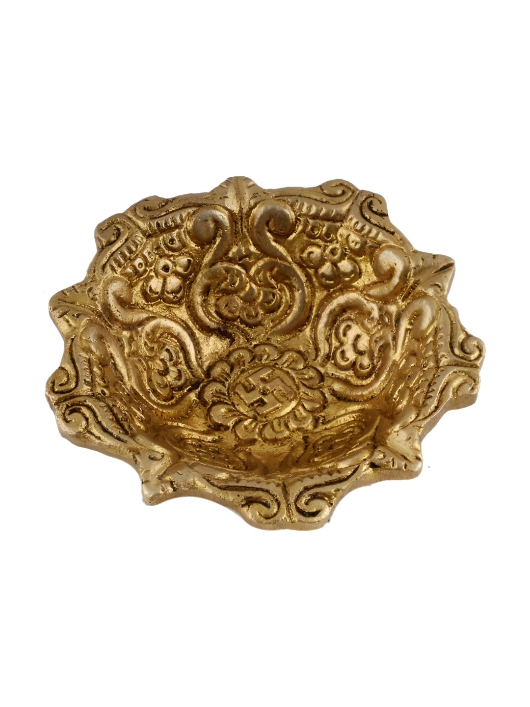 

Indianshelf Gold-Toned Floral Textured Brass Diwali Deepa Diya