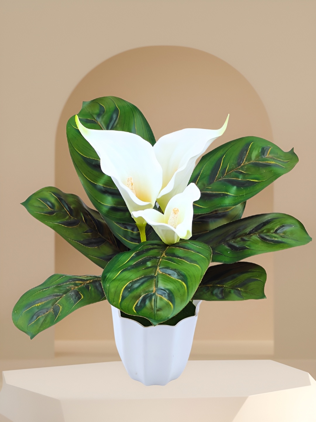 

fancy mart Green 1 Pieces Lily Artificial Plant With Pot