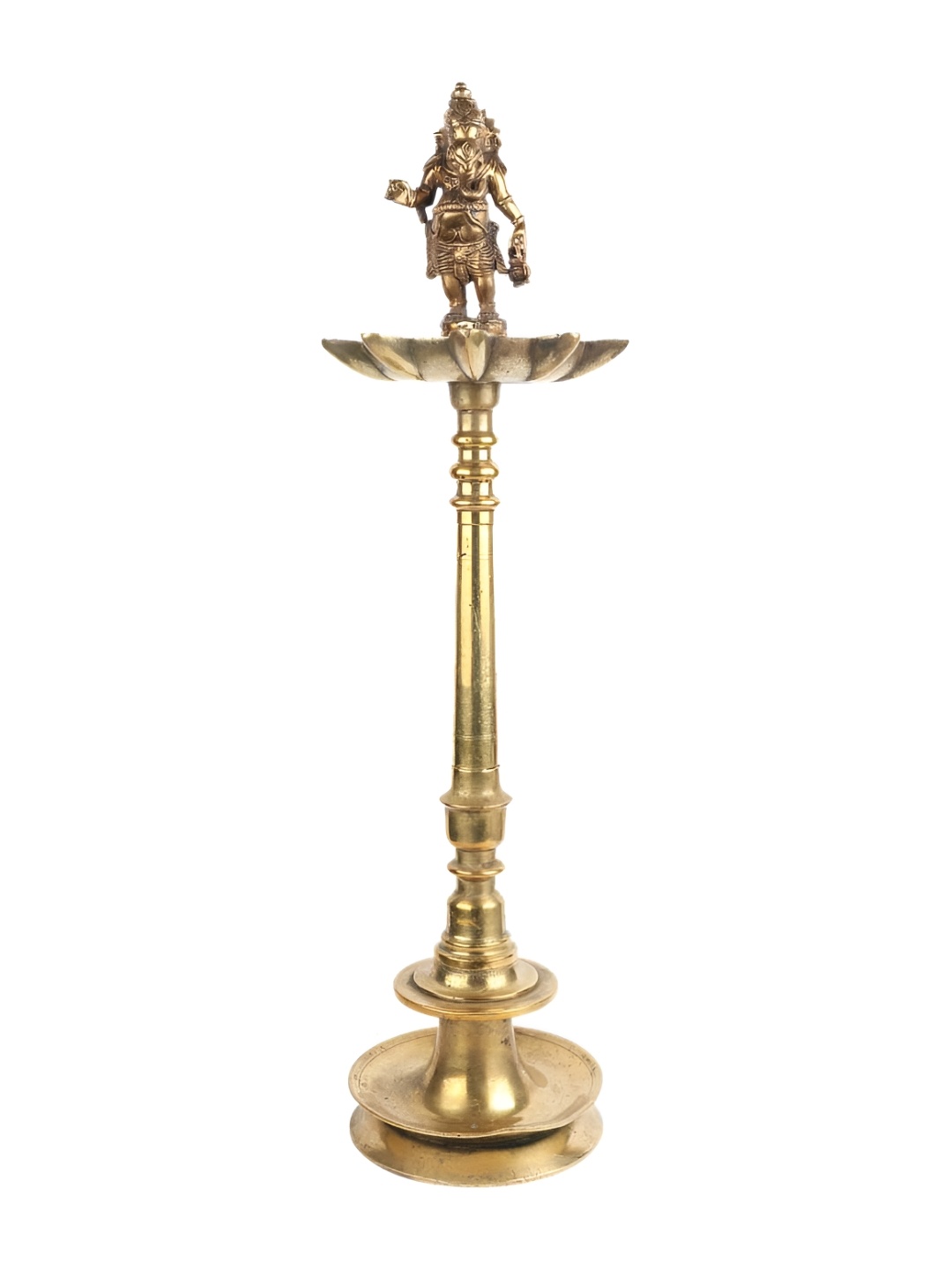 

Indianshelf Gold-Toned Textured Brass Diya Pooja Essentials
