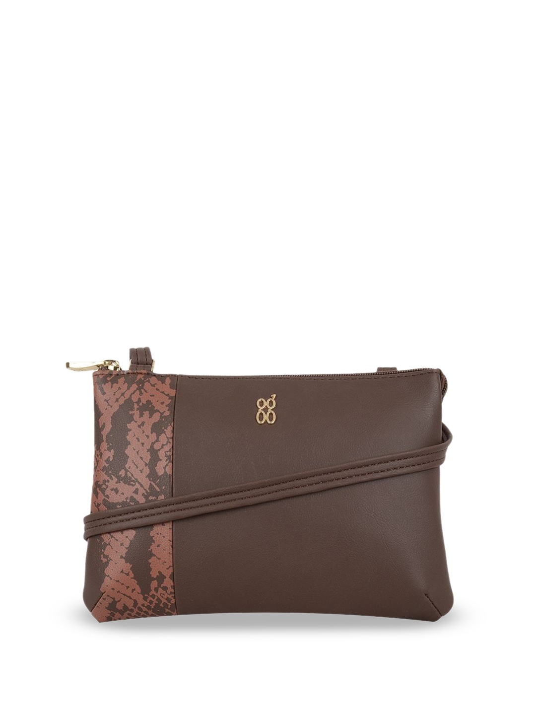

Baggit Women Solid Structured Sling Bag, Brown