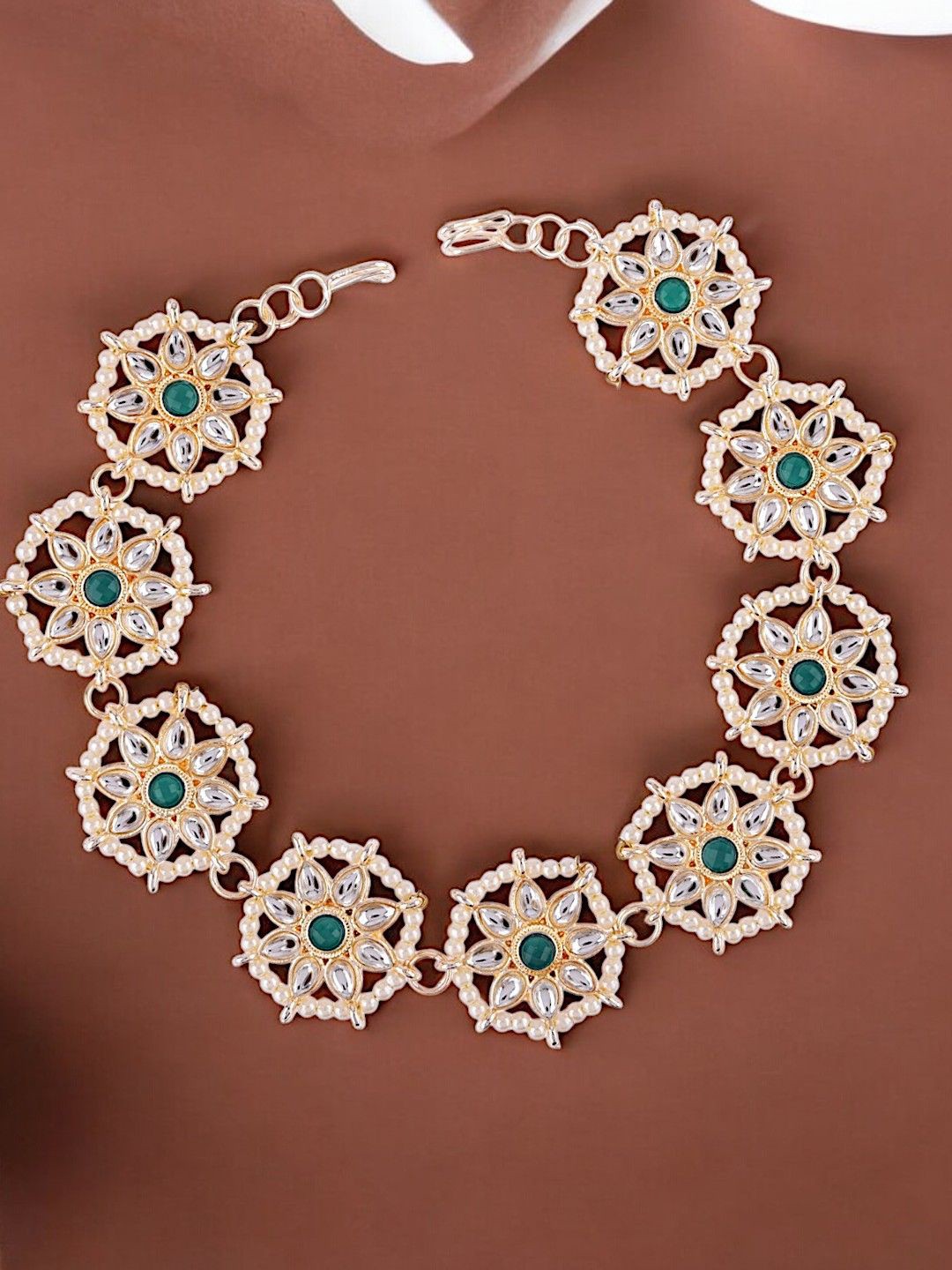 

9blings Gold-Plated Kundan Studded Matha Patti Head Jewellery