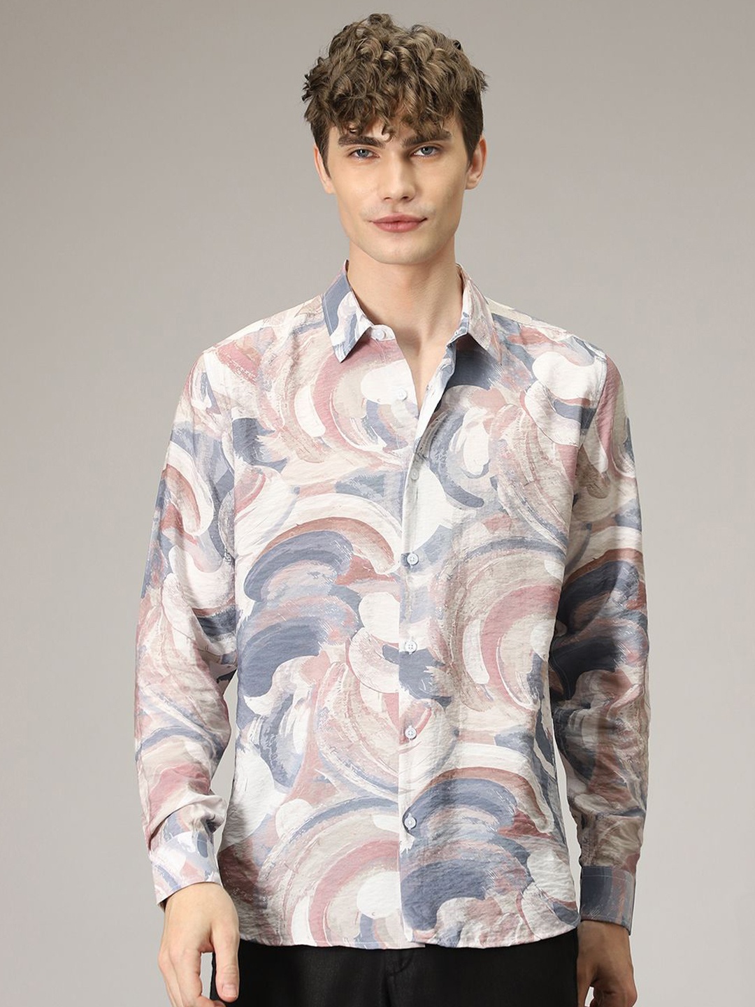 

Banana Club Men Classic Slim Fit Floral Opaque Printed Casual Shirt, White