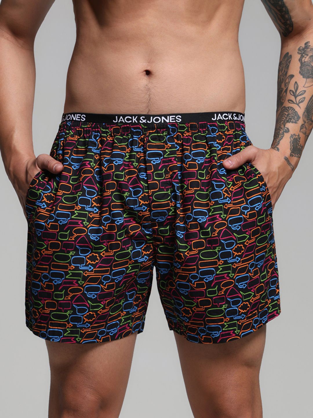 

Jack & Jones Printed Pure Cotton Men Boxer 1084782001, Black