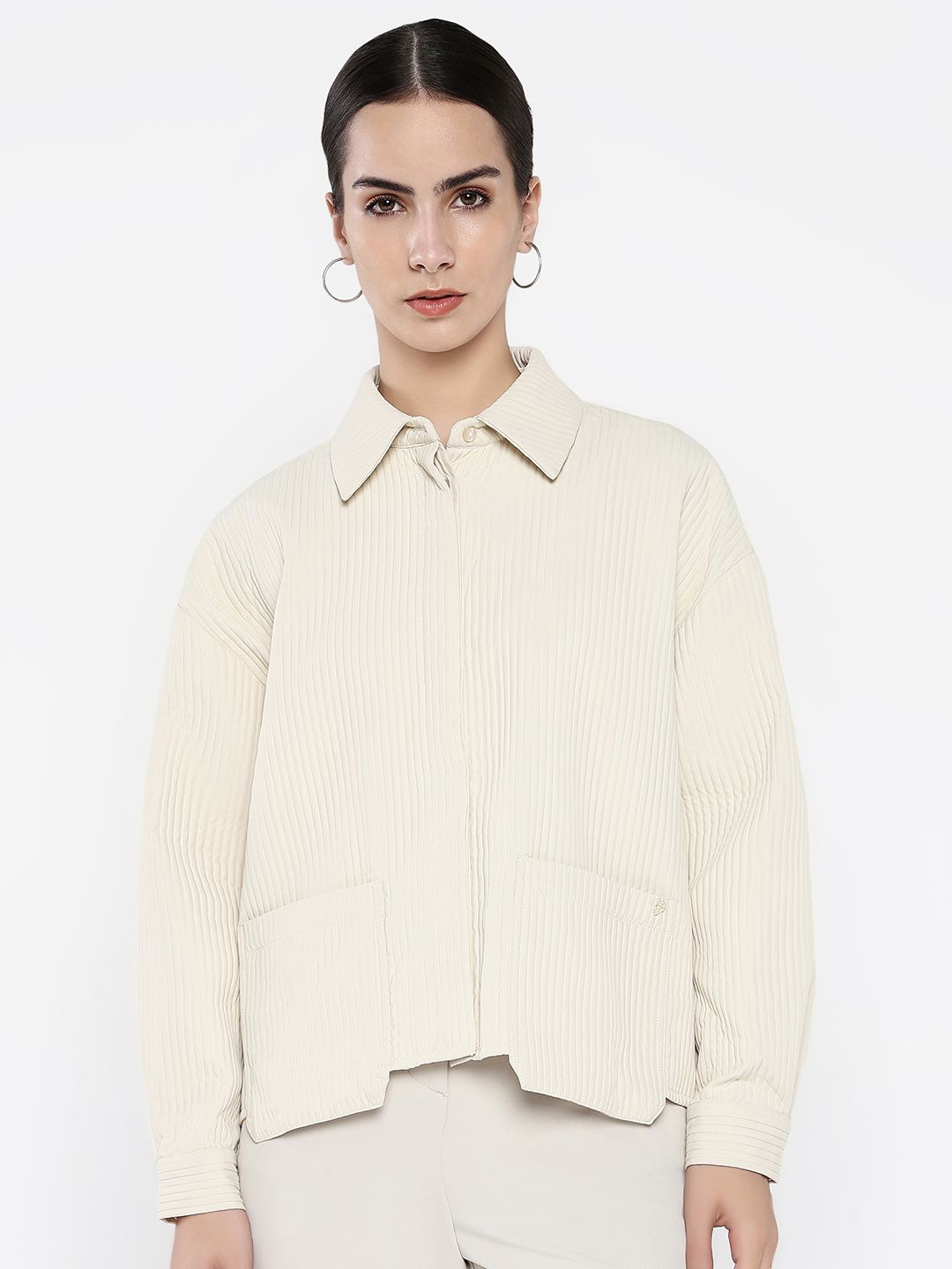 

RAREISM Women Spread Collar Tailored Jacket, Off white