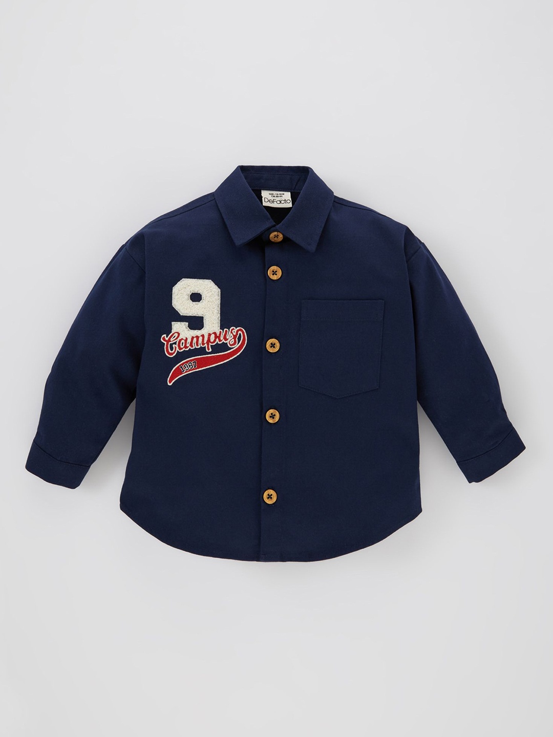 

DeFacto Boys Spread Collar Solid Cotton Casual Shirt, Navy blue