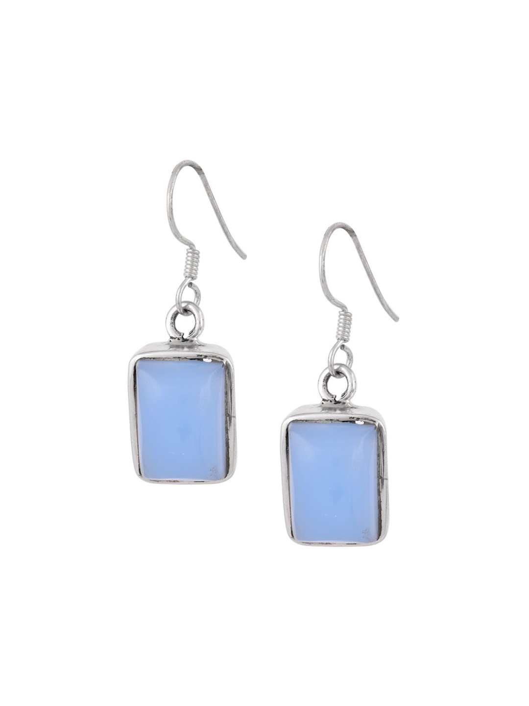 

Indianshelf 92.5 Sterling Silver Stone Studded Square Drop Earrings