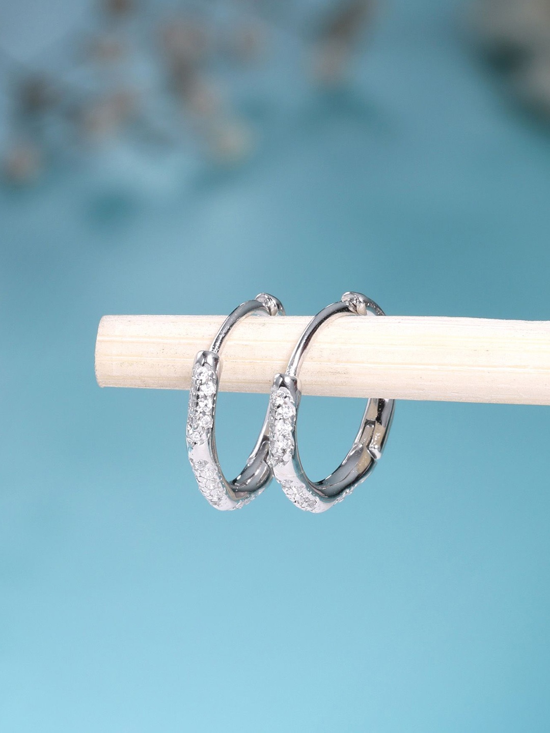 

DEESSA 925 Sterling Silver Rhodium Plated Circular Hoop Earrings