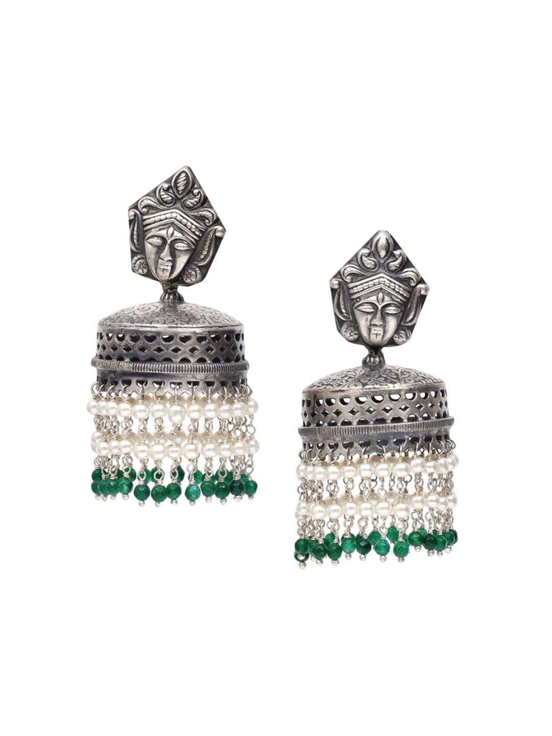 

Indianshelf 92.5 Sterling Silver Contemporary Jhumkas Earrings