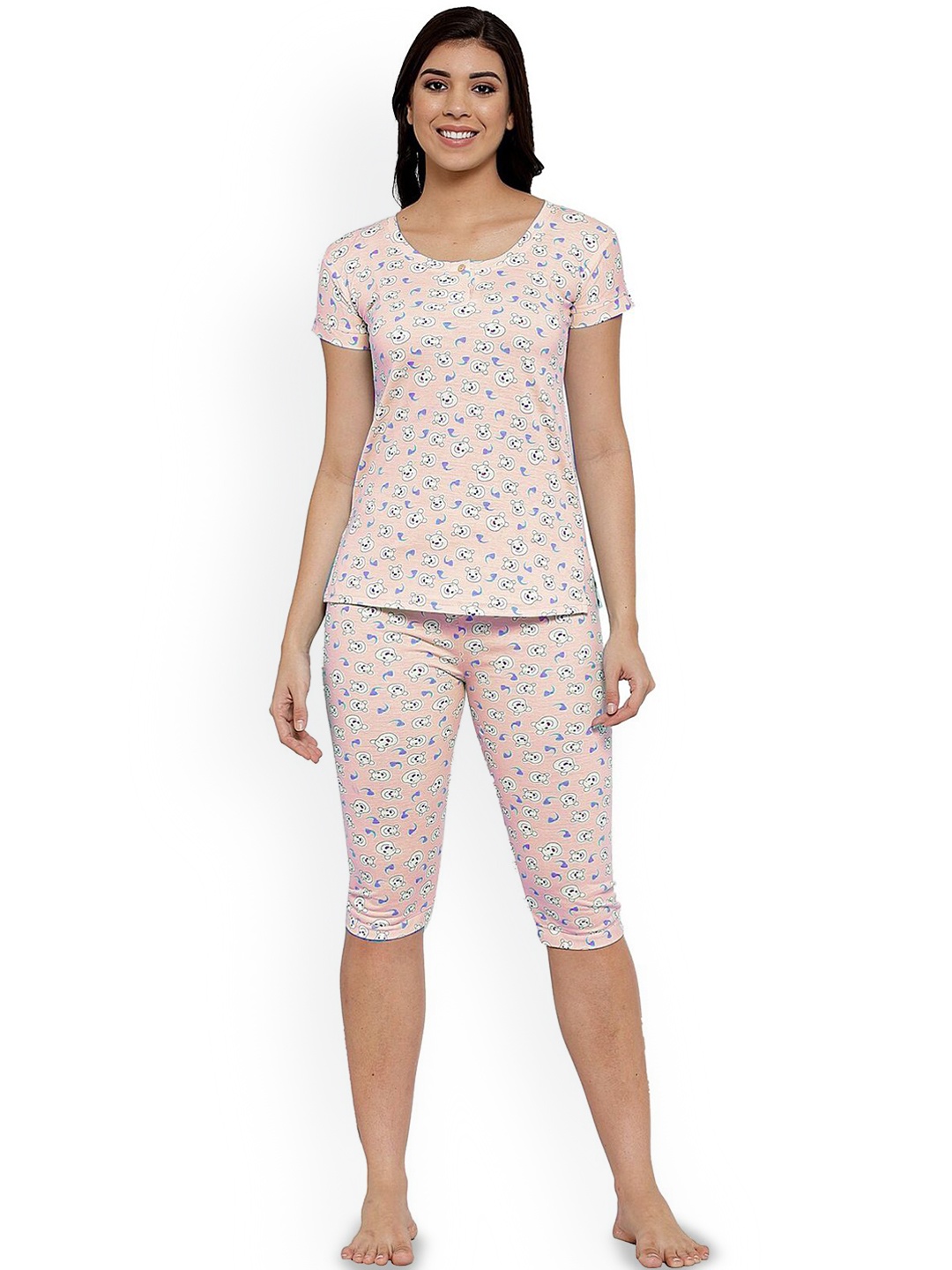 

SHYAM SONS FLAIR Women Printed Night suit, Pink