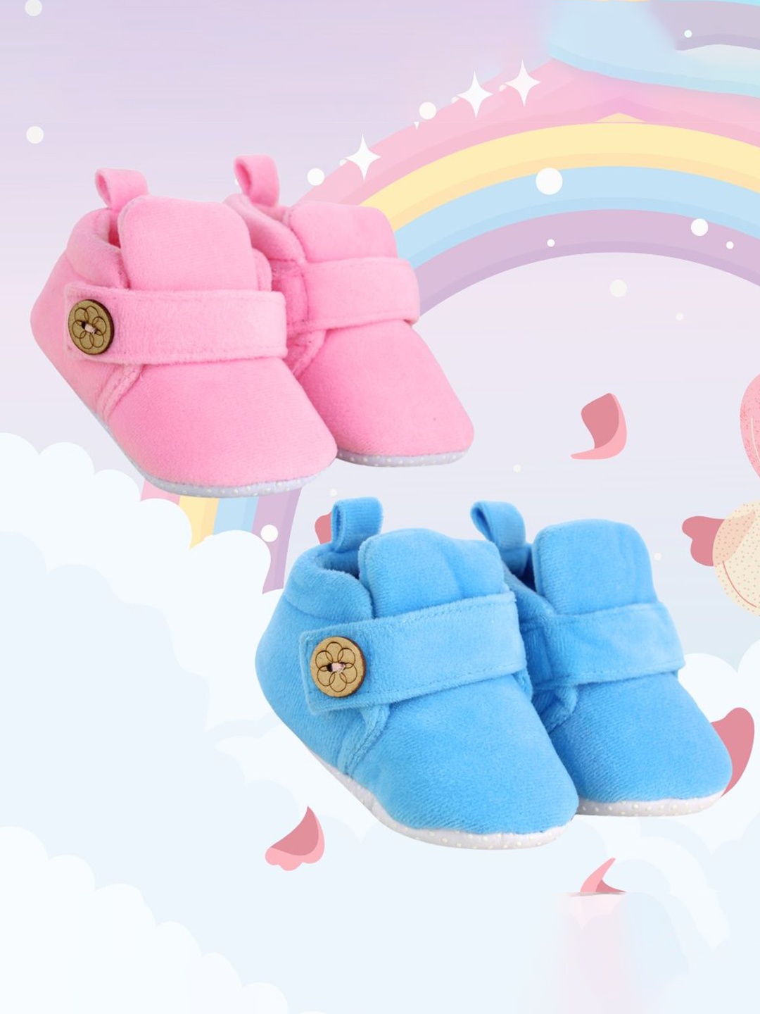 

NESKA MODA Pack of 2 Unisex Kids Cotton Booties, Pink