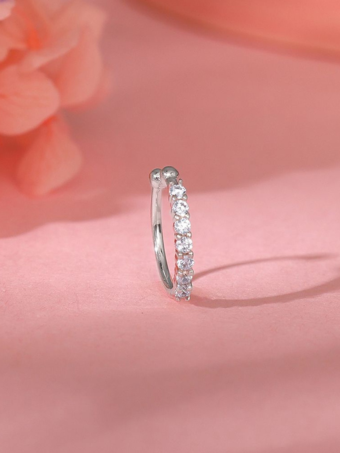 

GIVA Rhodium Plated 925 Silver Artificial Stones Ring Nosepin