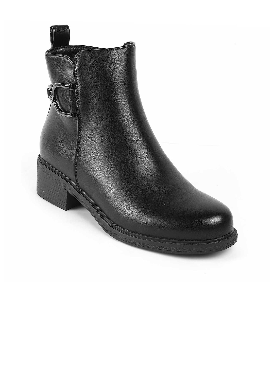 

Tresmode Women Solid Boots With Buckle Details, Black