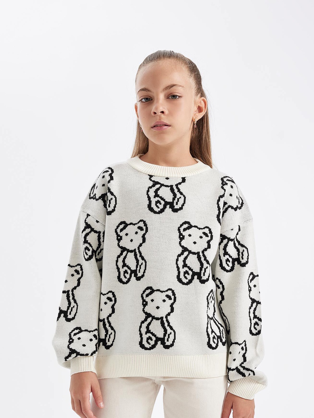 

DeFacto Girls Printed Pullover, White