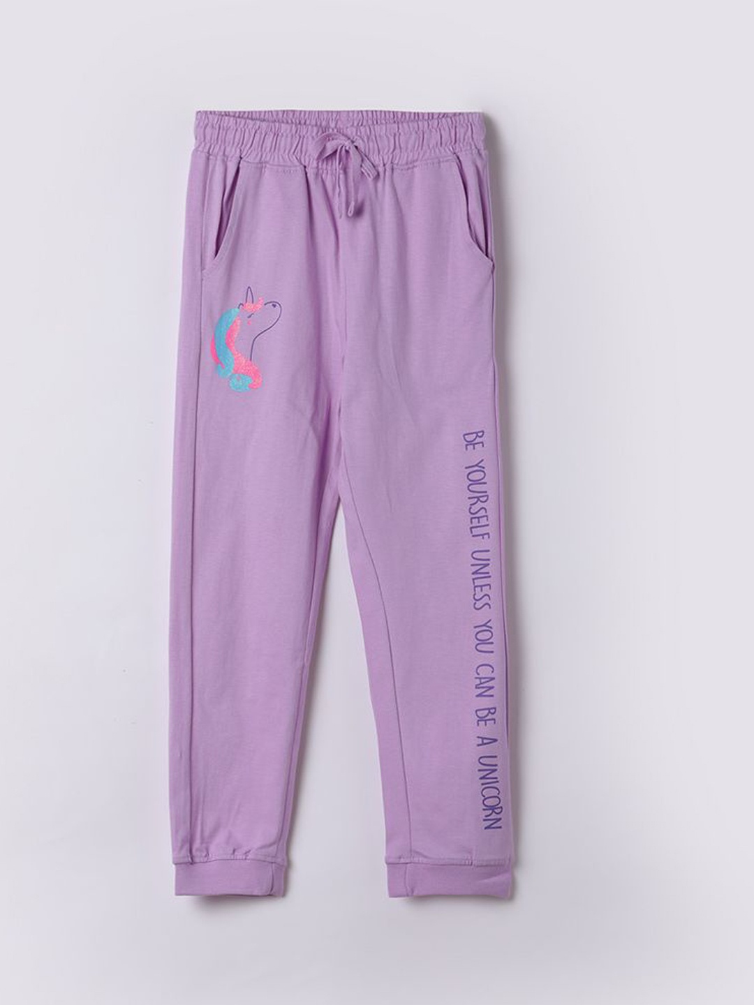 

Fame Forever by Lifestyle Girls Solid Pure Cotton Mid-Rise Track Pants, Purple