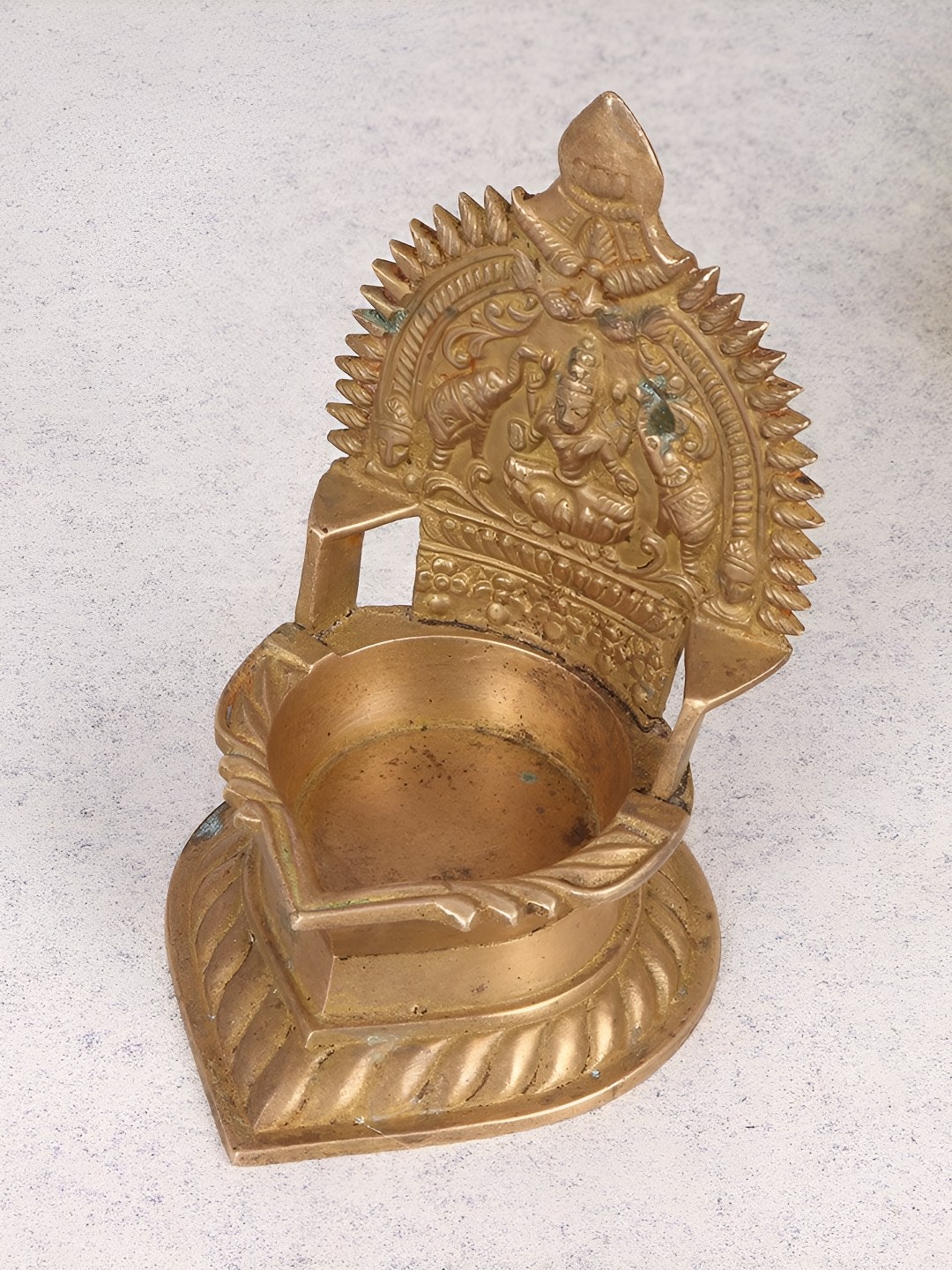 

Indianshelf Gold-Toned Gajalaxmi Idol Brass Diya Pooja Essentials