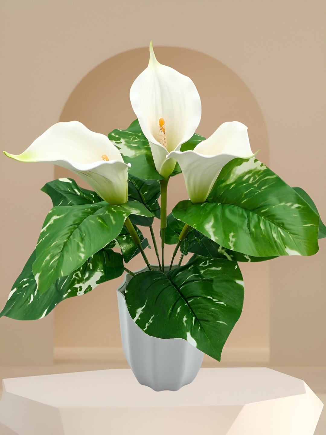 

fancy mart Green 1 Pieces Lily Artificial Plant With Pot