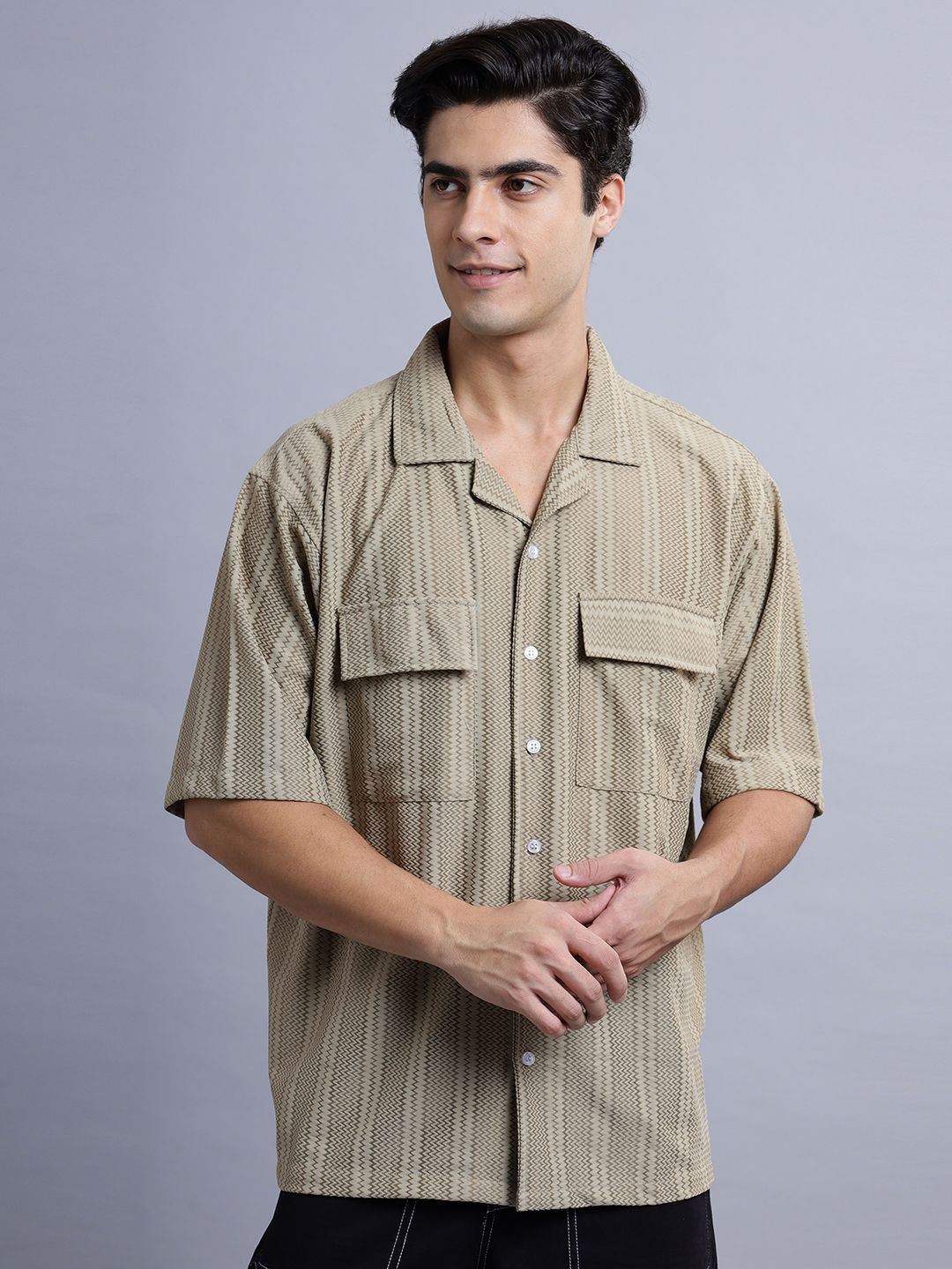 

N AND J Men Opaque Cotton Casual Slim Fit Shirt, Green