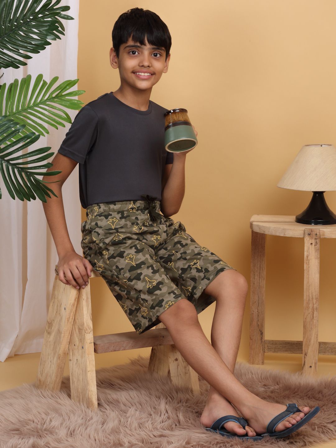 

Sweet Dreams Boys Camouflage Printed Lounge Shorts, Green