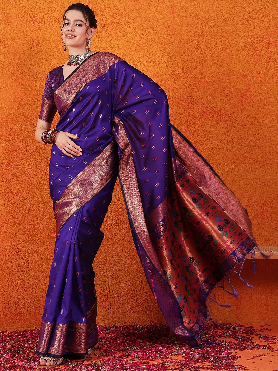 

Sangria Woven Design Paithani Saree, Purple