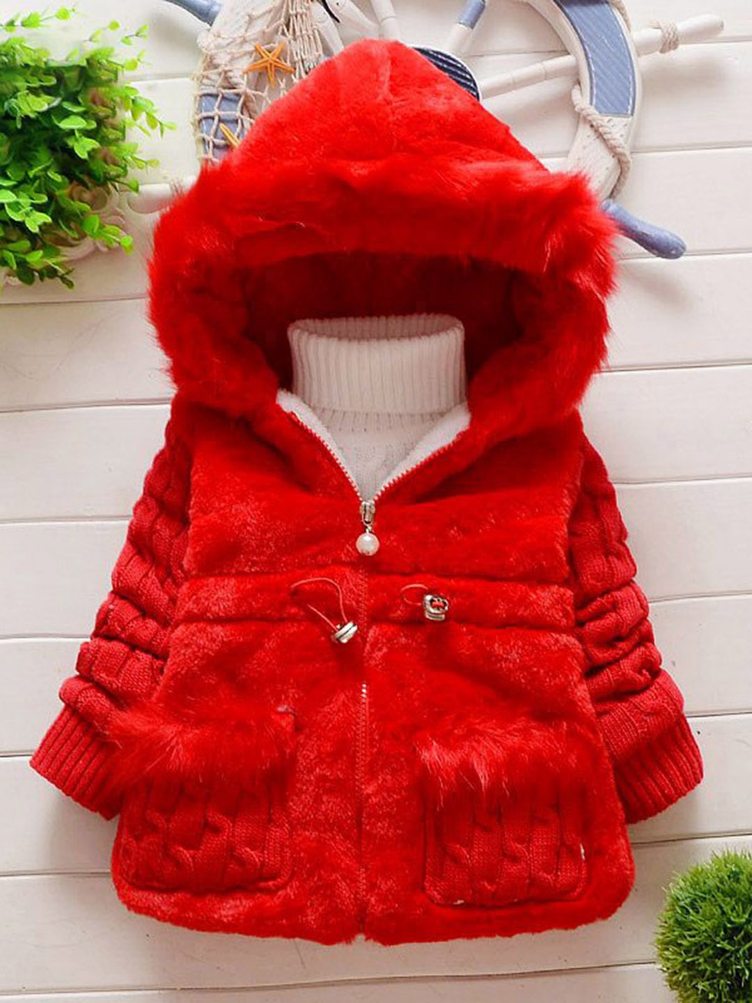 

StyleCast x Revolte Infant Girls Hooded Overcoats, Red