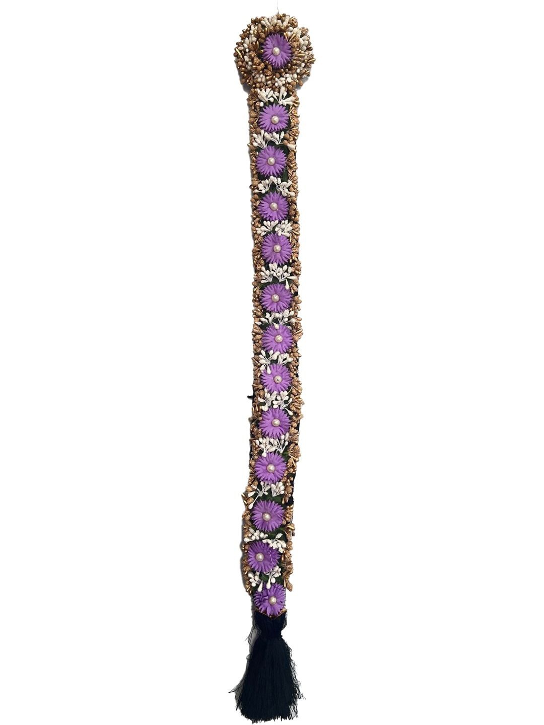 

KRENOZ Women Bharatanatyam Savaram & Kunjalams Jada Set Hair Accessories Set Choti, Purple