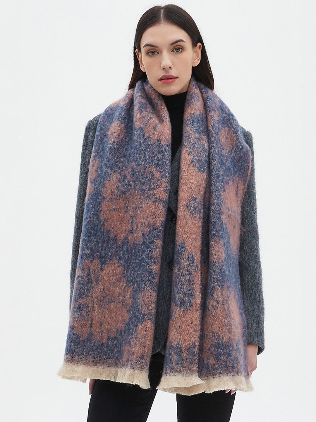 

JC Collection Women Printed Scarf, Blue