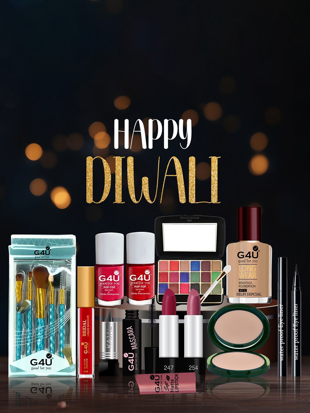 

G4U Set Of 16 Karwa Chauth Special Makeup Combo, Multi
