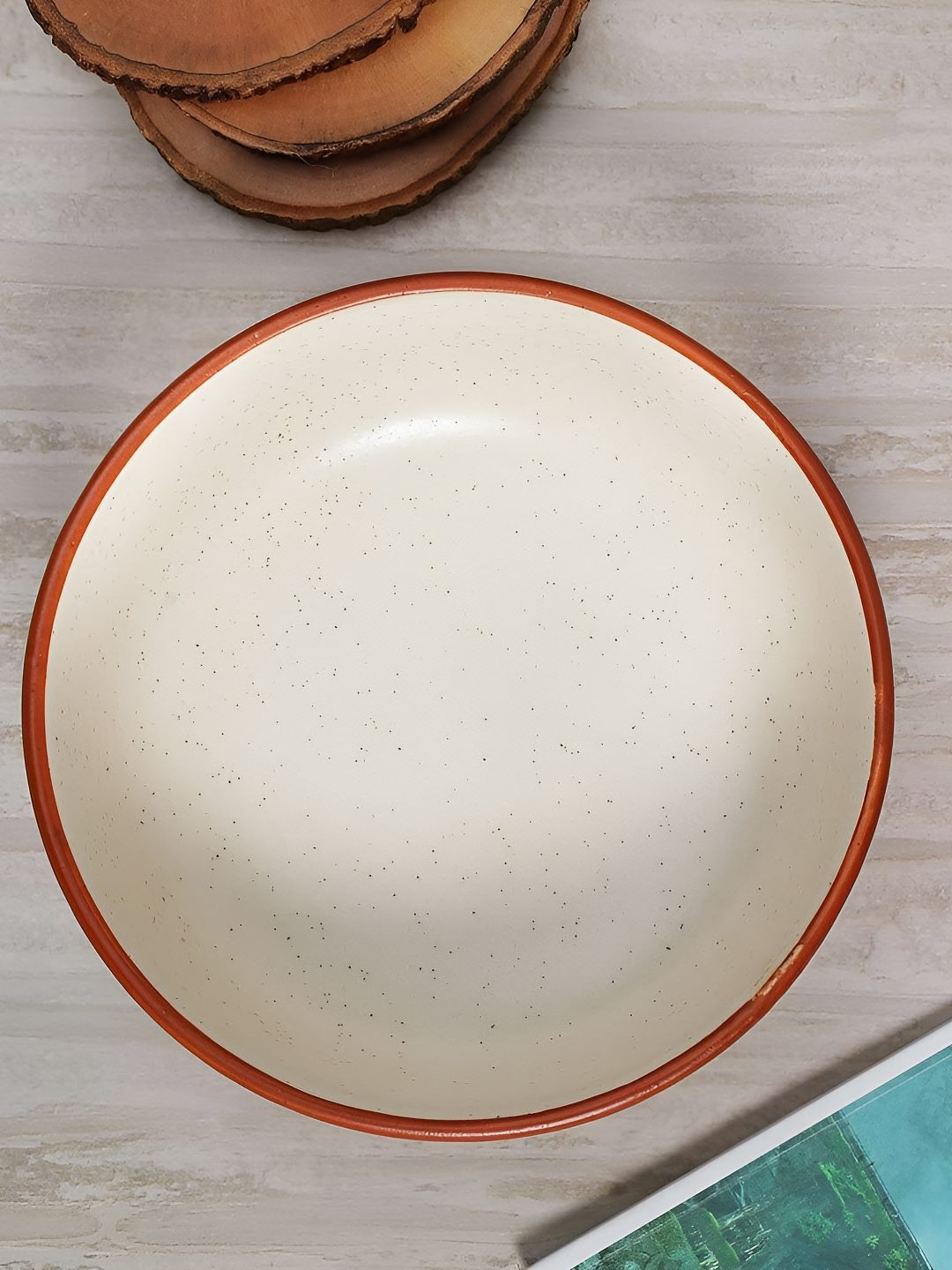 

AMALAFIEE CERAMICS White & Red Ceramic Microwave Safe Serving Bowl