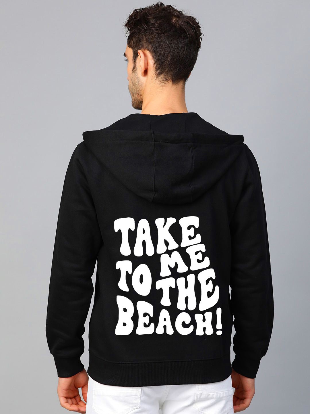 

FALTU.CO Men Printed Hooded Pure Cotton Sweatshirt, Black