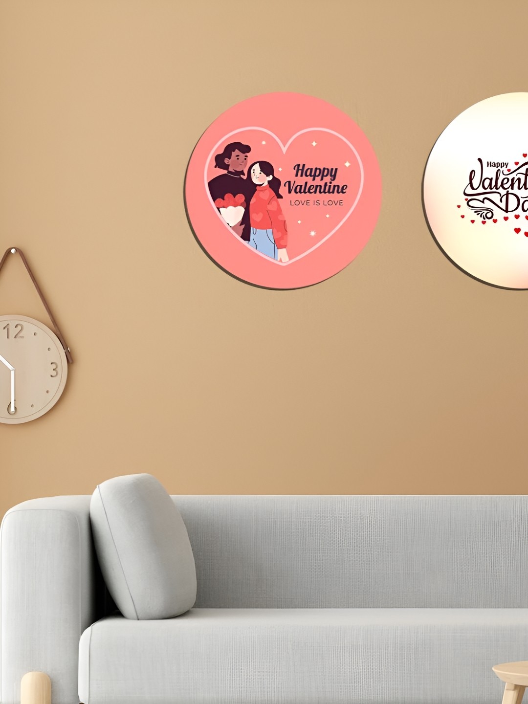 

CVANU Pink & White 2 Pieces Printed Wooden Wall Hangings