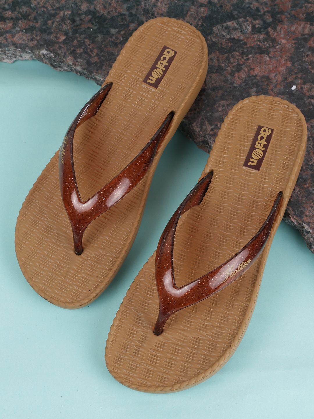 

Action Women Rubber Thong Flip-Flops, Brown