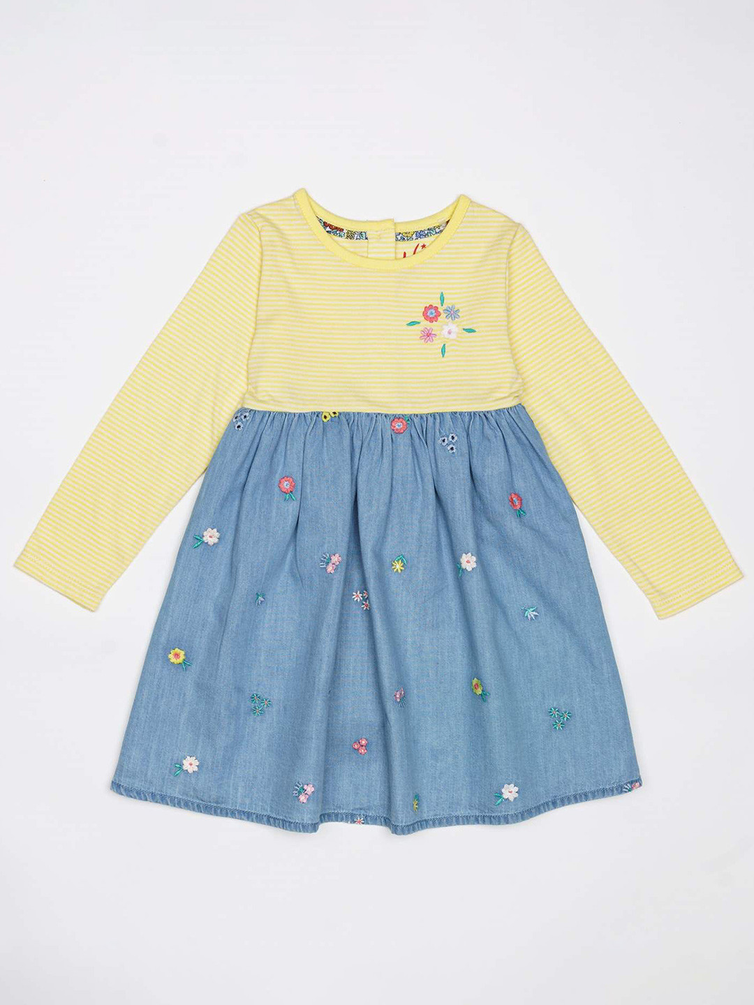 

H By Hamleys Girls Floral Embroidered A-Line Dress, Yellow