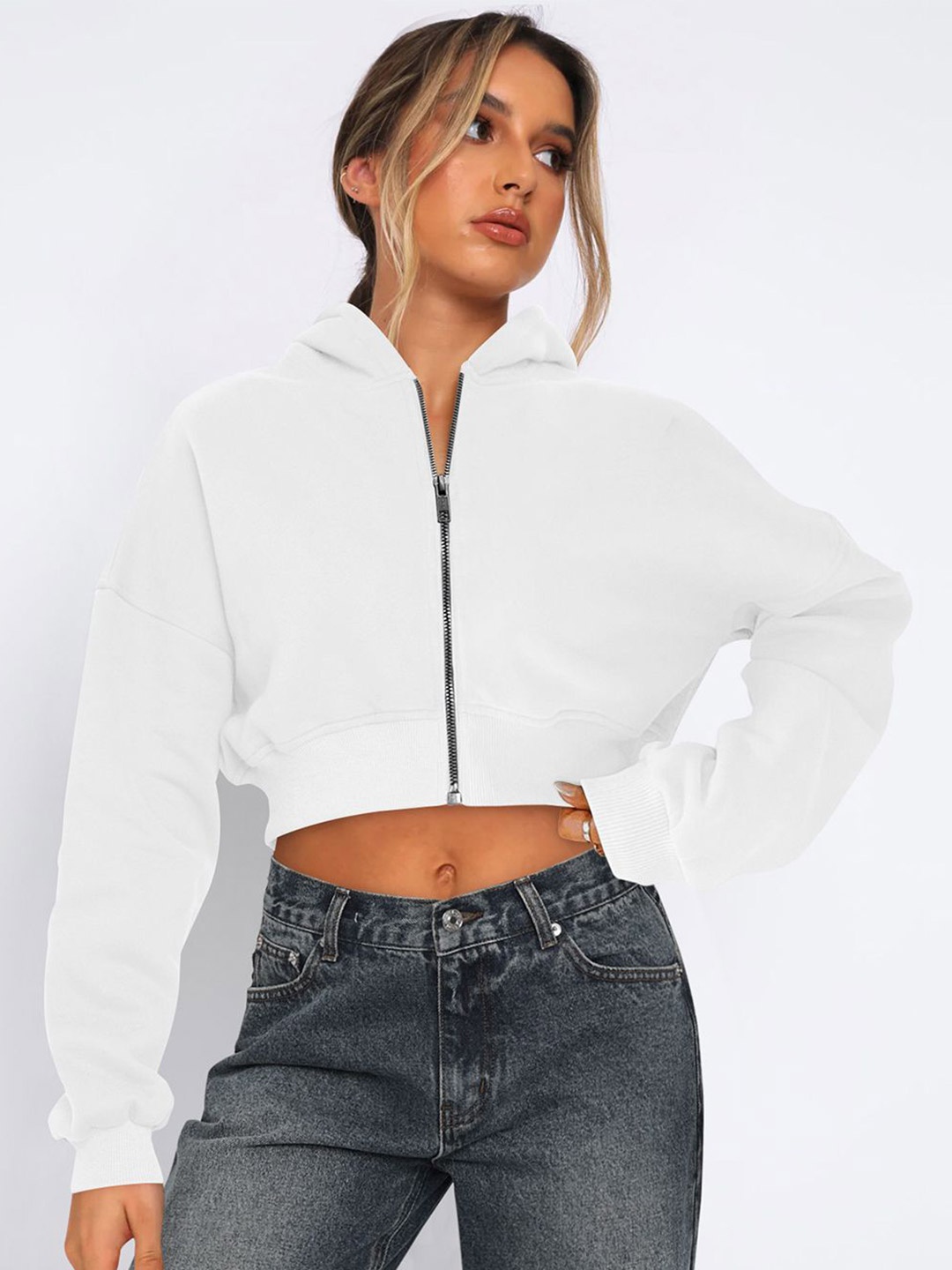 

JC Mode Women Solid Sweatshirt, White