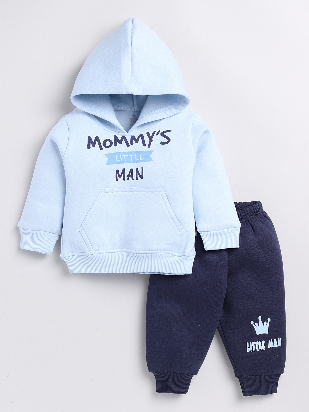 

YK X Tinyo Infant Boys Pure Cotton Printed Sweatshirt With Joggers Set, Blue