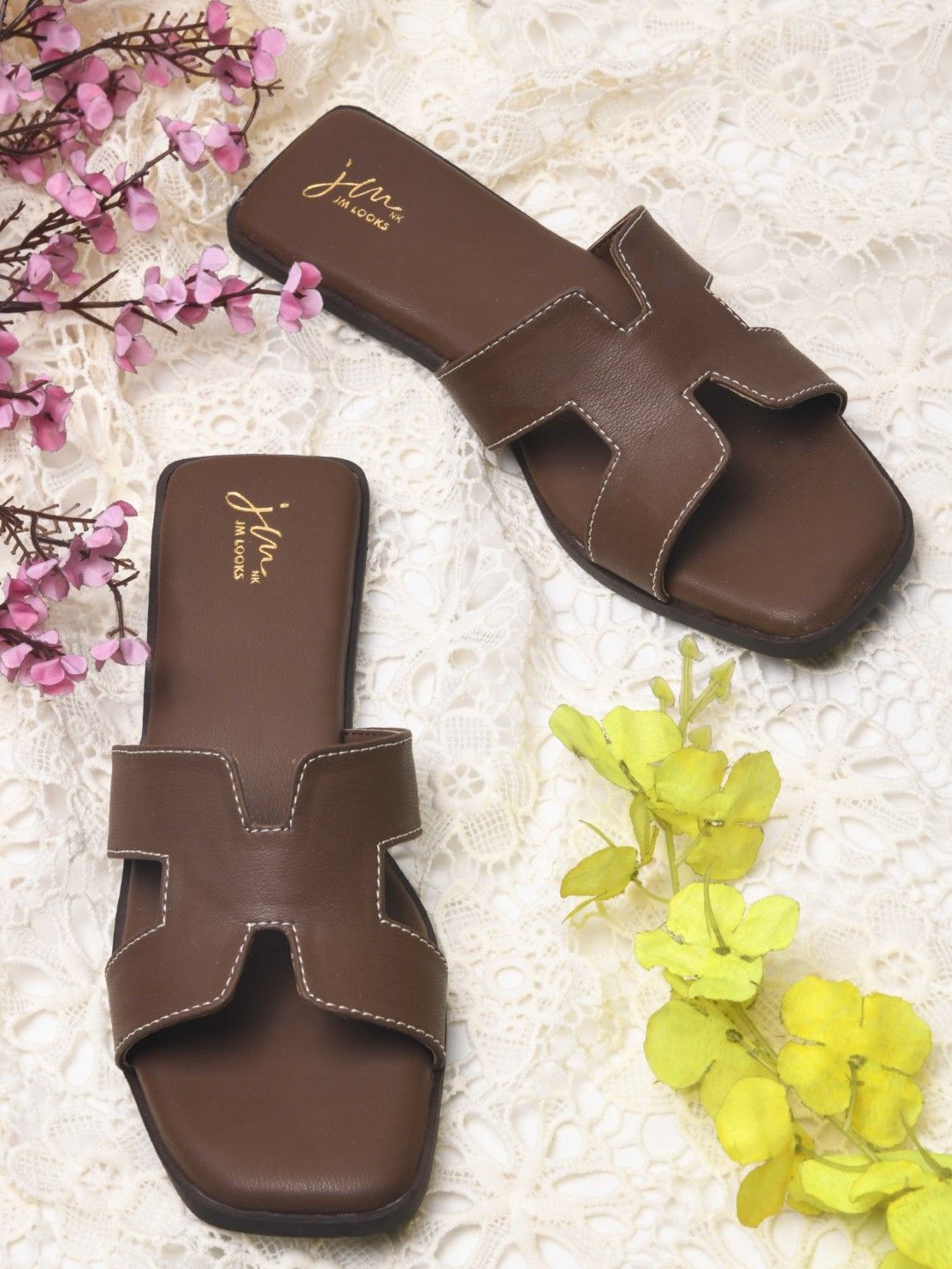 

JM Looks Women Open Toe Flats, Brown