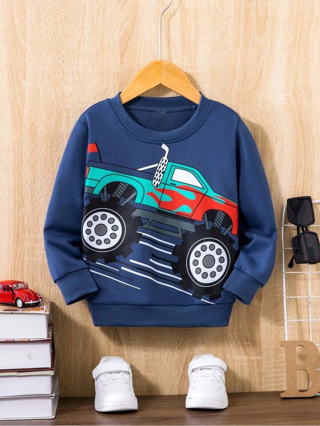 

TABADTOD Unisex Kids Graphic Printed Dry Fit Round Neck Sweatshirt, Navy blue