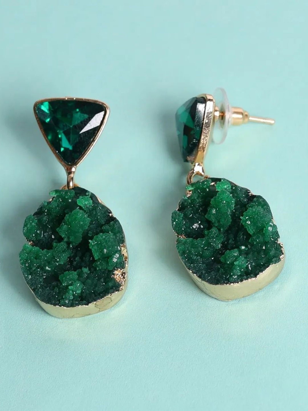 

Jewelz Gold-Plated Stones Studded Drop Earrings