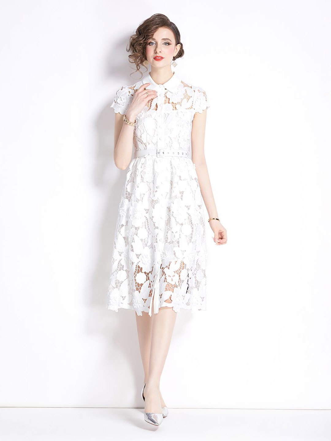 

JC Collection Floral Fit & Flare Dress, White