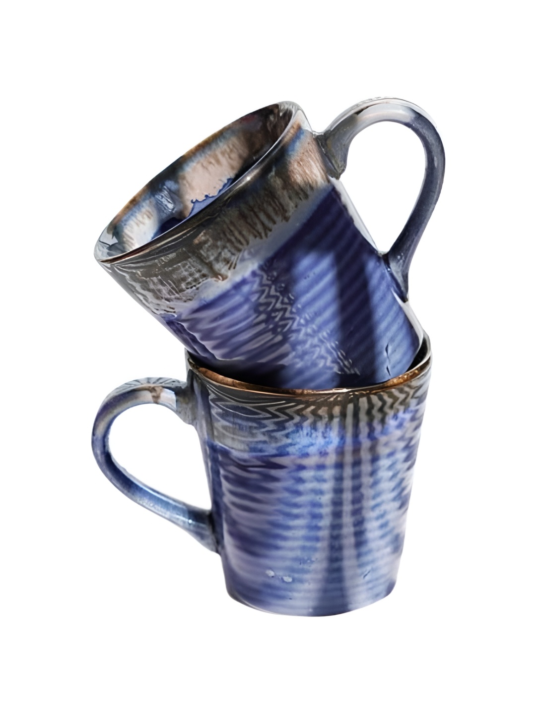 

AMALAFIEE CERAMICS Blue & Brown 4 Pieces Printed Ceramic Glossy Mugs