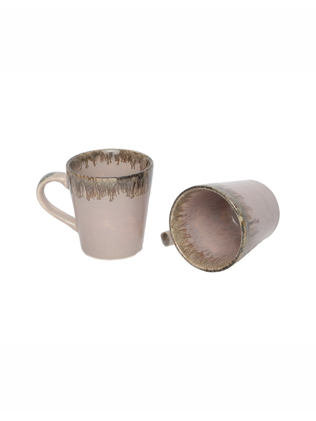 

AMALAFIEE CERAMICS Pink & Brown 2 Pieces Printed Ceramic Glossy Mugs