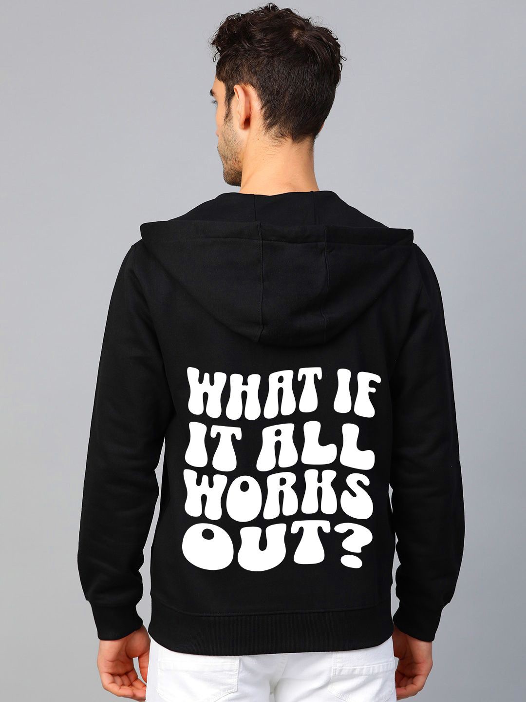 

FALTU.CO Men Printed Hooded Pure Cotton Sweatshirt, Black