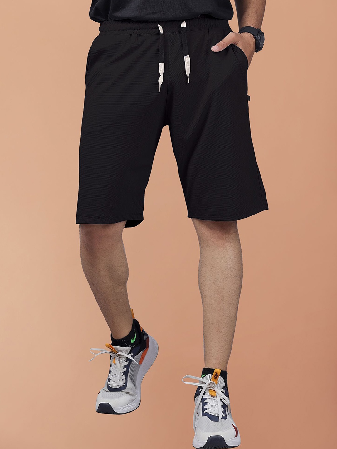

Septem Men Training or Gym Sports Shorts, Black
