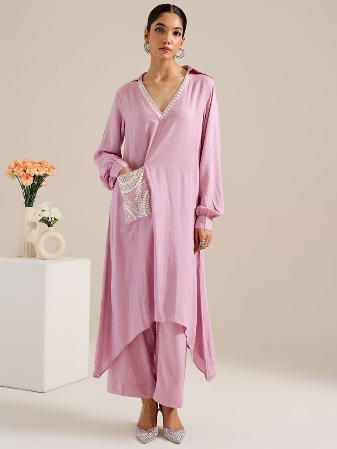 

Siyona by Ankurita Embellished Tunic With Trousers, Lavender