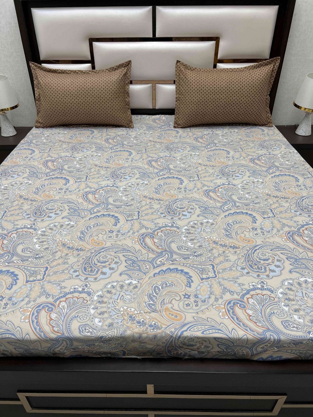 

Pure Decor Brown Ethnic Motifs Printed Microfiber 250 TC King Bedsheet & 2 Pillow Covers