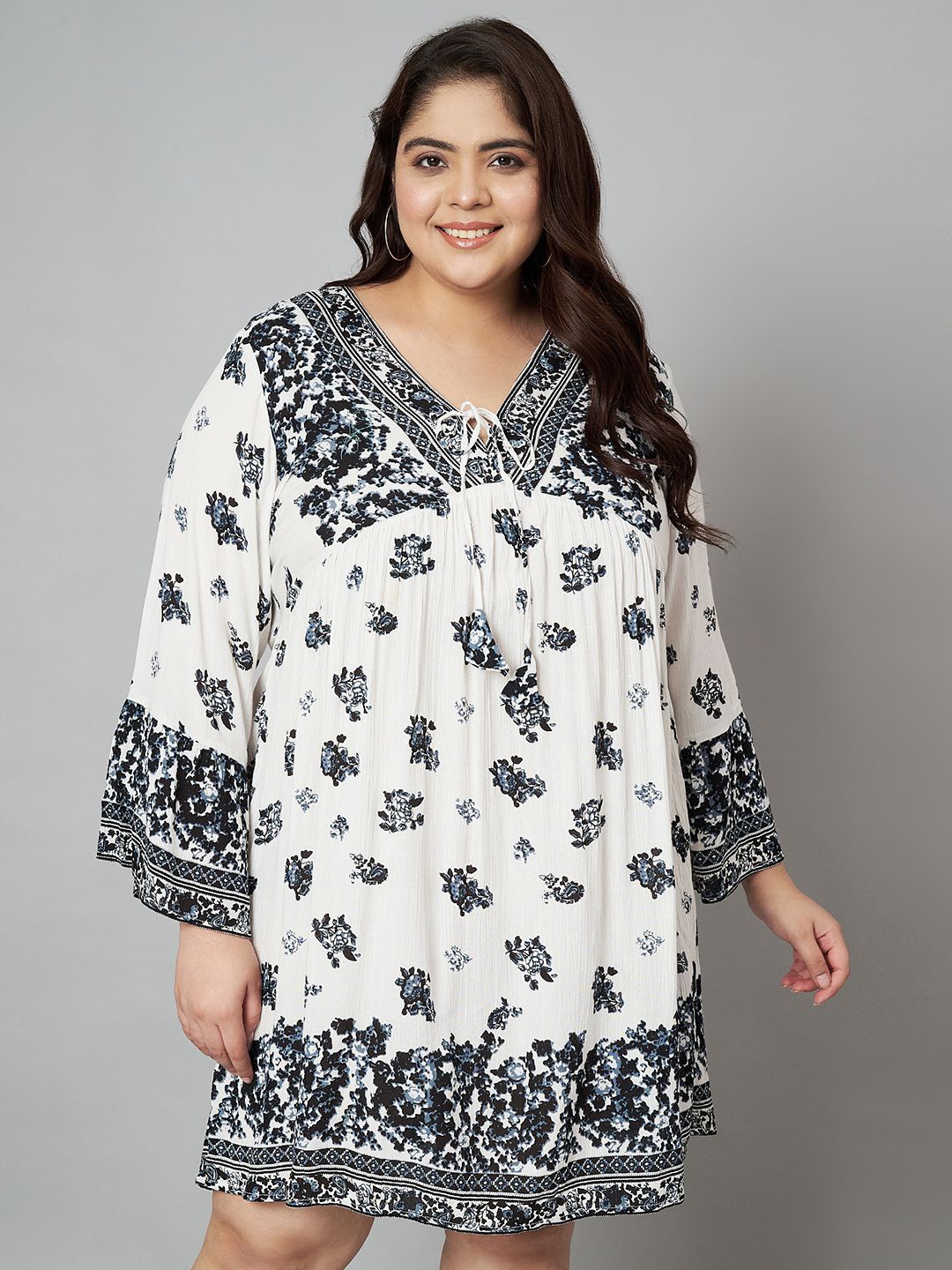 

VELDRESS Women Floral Printed A-Line Dress, Black