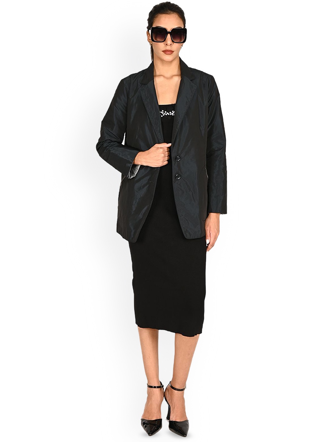 

ODETTE Women Solid Tailored Jacket, Black